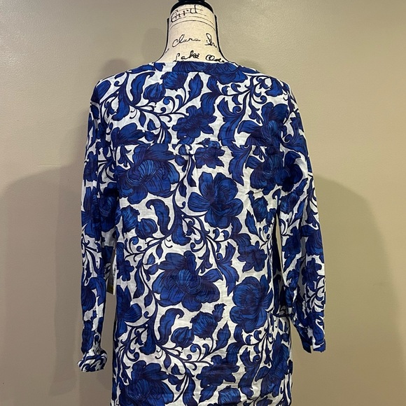 JOHNNY WAS Workshop Henley Voyager Floral Print Split V-Neck Long Sleeve Tunic - Picture 11 of 15